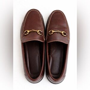 Gucci Women’s Mocassino Pele Loafers Brown 7.5 m Drivers Gold HorseBitBuckleLogo